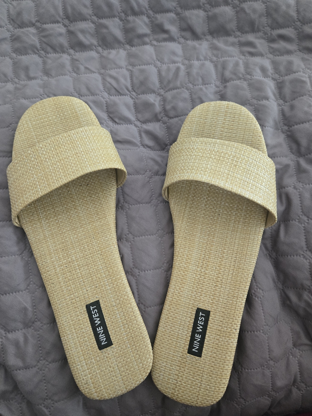 Nine West Beige Woven Slide Sandals - Picture 2 of 4